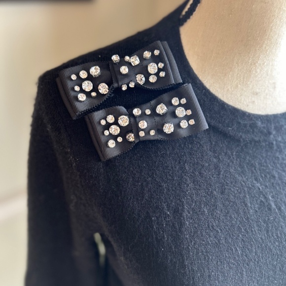 KATE SPADE | Make Magic Embellished Black Bow Crewneck Sweater - Picture 4 of 7